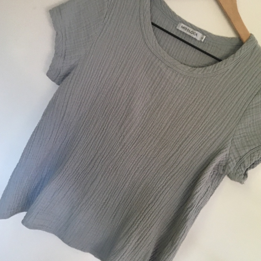 MissLook | Blue Gauzy Short Sleeve Shirt | Large